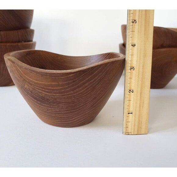 Vtg 60's Dolphin R.H. Macy & Co Thai Teakwood Salad Bowl Set 6 Bowls & Servers - Picture 12 of 15
